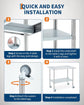 Stainless Steel Table NSF with 4 Caster Wheels & 2 Adjustable Under Shelf 24" x48"
