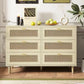 Modern 6-Drawer Rattan Dresser Cabinet for Bedroom Dining Room Kitchen Hallway Entryway