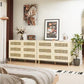 Modern 6-Drawer Rattan Dresser Cabinet for Bedroom Dining Room Kitchen Hallway Entryway