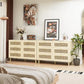 Modern 6-Drawer Rattan Dresser Cabinet for Bedroom Dining Room Kitchen Hallway Entryway