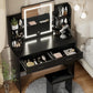 Vanity Desk Make up Table with Lighted Mirror Adjustable Brightness and Chair