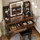 Vanity Desk Make up Table with Lighted Mirror Adjustable Brightness and Chair