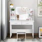 Vanity Desk Make up Table with Lighted Mirror Adjustable Brightness and Chair