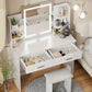 Vanity Desk Make up Table with Lighted Mirror Adjustable Brightness and Chair