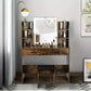 Vanity Desk Make up Table with Lighted Mirror Adjustable Brightness and Chair