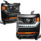 2016-2018 Silverado 1500 Black Amber Headlights & Fog lights Front Bumper Face Bar