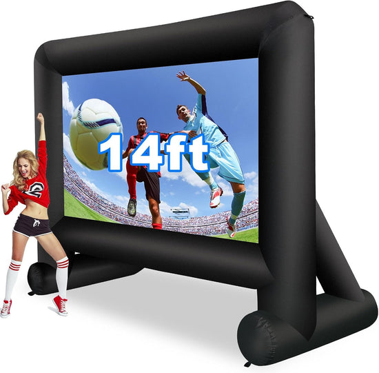 Inflatable Projector Screen Outdoor, 14FT Blow up Movie Screen with Blower and Carry Bag