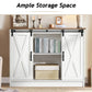42” Coffee Bar Cabinet Farmhouse TV Stand Adjustable Shelves Sliding Barn Doors