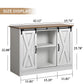 42” Coffee Bar Cabinet Farmhouse TV Stand Adjustable Shelves Sliding Barn Doors