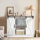 42” Coffee Bar Cabinet Farmhouse TV Stand Adjustable Shelves Sliding Barn Doors