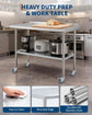 Stainless Steel Table NSF with 4 Caster Wheels & 2 Adjustable Under Shelf 24" x48"