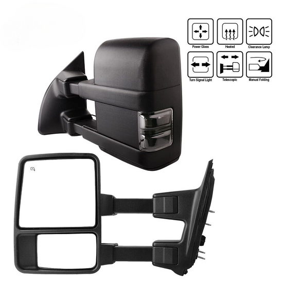 Pair Tow Mirrors for 08-16 Ford F250 F350 Super Duty Turn Signal Power Heated