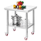 Stainless Steel Work Table Prep Table 24 x 30 with Casters, Adjustable Shelf, NSF Commercial Kitchen