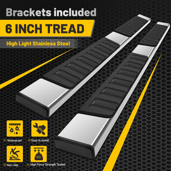 Fit 99-13 SILVERADO SIERRA DOUBLE CAB 6" RUNNING BOARDS SIDE STEP NERF BAR S/S H