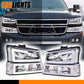 Chrome/Clear LED DRL Headlight Bumper Lamps For 2003-2007 Chevy Silverado Avalanche