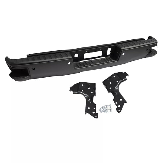 Black Rear Bumper with Sensor Holes For Chevy Silverado 1500 GMC Sierra 2014-2018
