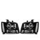 Black Headlights Headlamps for 2007–2014 Chevy Tahoe Suburban and 2007–2013 Avalanche, Clear Lens