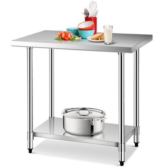 Stainless Steel Prep Table Work Table 24 x 36 with Adjustable Undershelf Commercial Kitchen