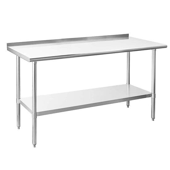 Stainless Steel Prep Table Work Table 24 x 72 with Backsplash for Commercial Kitchen Restaurant