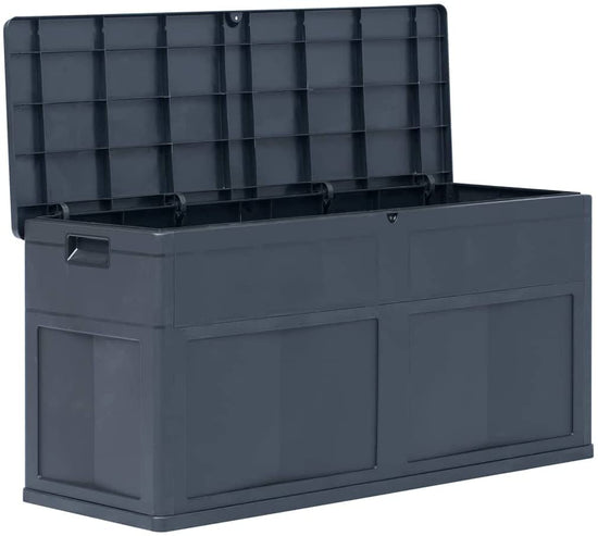 84.5 Gallon Plastic Deck Box-Organization and Storage for Patio Furniture Outdoor Cushions, Throw Pillows, Garden Tools and Pool Toys