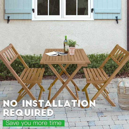 3-Pcs Acacia Wood Folding Patio Bistro Set Outdoor Table & Chairs BRAND NEW