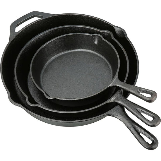 💥Sale💥3 Pieces Cast Iron Skillet Set, Pre-seasoned (8", 10.5", 12")