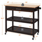 Wood Kitchen Island Cart on Wheels, Storage Drawer and Shelves, Espresso