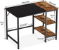 Home Office Computer Desk w/ Wooden Storage Shelf,2-Tier 40", Black Oak
