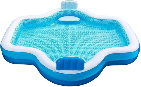 Family Pool 10 Feet Long 2 Inflatable Seats with Backrests
