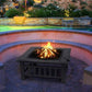 32" Fire Pit BBQ Square Table Backyard Patio Garden Stove Wood Burning Fireplace