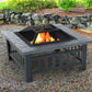 32" Fire Pit BBQ Square Table Backyard Patio Garden Stove Wood Burning Fireplace