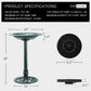 Bird Bath and Solar Powered Round Pond Fountain