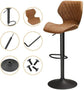 2 Set Leather Bar Stools Adjustable Bar Chairs, Brown