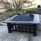 32" Fire Pit BBQ Square Table Backyard Patio Garden Stove Wood Burning Fireplace
