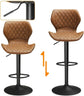 2 Set Leather Bar Stools Adjustable Bar Chairs, Brown