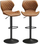 2 Set Leather Bar Stools Adjustable Bar Chairs, Brown