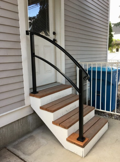 Iron Handrail Stair Railing fit 1-3 Step Handrail Matte Outdoor Deck Hand Rail10