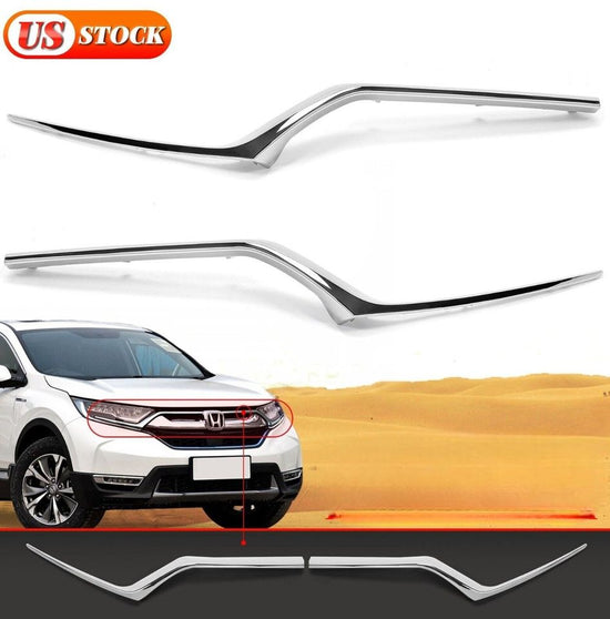 For 2017-2019 Honda CRV CR-V Chrome Trim Grille Headlight Molding Pair