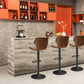 2 Set Leather Bar Stools Adjustable Bar Chairs, Brown