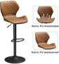 2 Set Leather Bar Stools Adjustable Bar Chairs, Brown