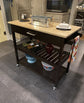 Wood Kitchen Island Cart on Wheels, Storage Drawer and Shelves, Espresso