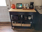 Wood Kitchen Island Cart on Wheels, Storage Drawer and Shelves, Espresso