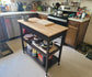 Wood Kitchen Island Cart on Wheels, Storage Drawer and Shelves, Espresso