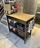 Wood Kitchen Island Cart on Wheels, Storage Drawer and Shelves, Espresso
