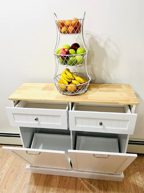 Kitchen Dual Tilt Out Trash Cabinet with Two Drawers