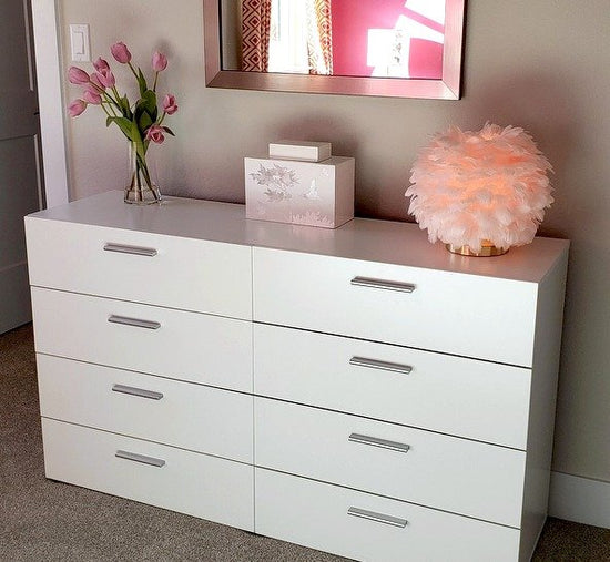 White Dresser, 8 Drawers, Wide, Double, Modern