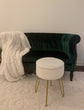 Velvet Storage Ottoman Foot Rest Upholstered Pleated with Metal Legs Beige