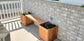Wooden Planter Bench, Natural Wood, Water Resistant, 2 Planters, 1 Bench