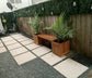 Wooden Planter Bench, Natural Wood, Water Resistant, 2 Planters, 1 Bench