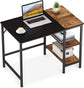 Home Office Computer Desk w/ Wooden Storage Shelf,2-Tier 40", Black Oak